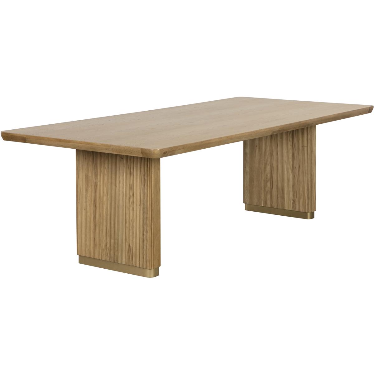 Palmerston Natural Oak Brushed Gold Steel Rectangular Dining Table - 96"W
